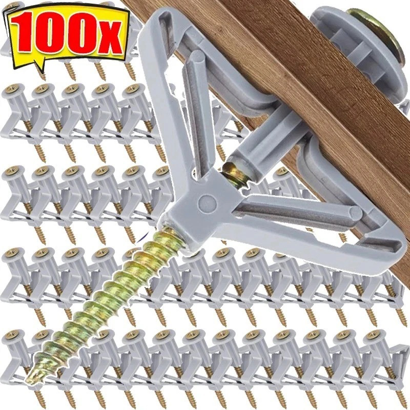Drywall Anchor Screw - 100PCS/50Sets Butterfly Wall Plug with Screws