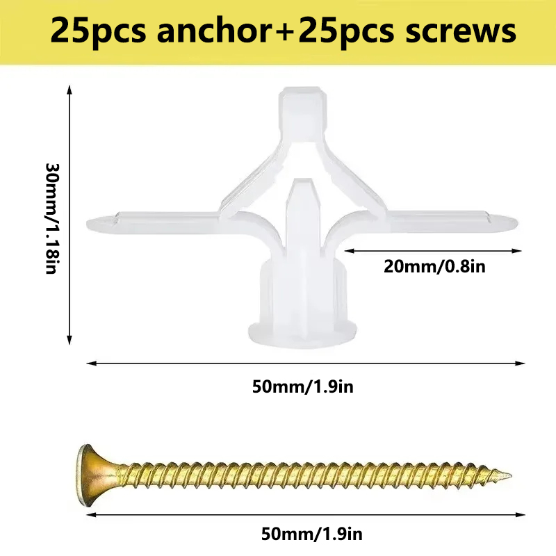 50Pcs Plasterboard Dowels with - Drywall Anchor Screw 评论和价格