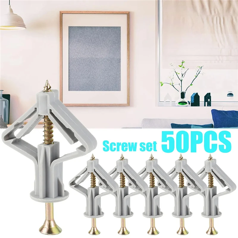 50/100pcs Butterfly Type Plast - Drywall Anchor Screw 评论和价格