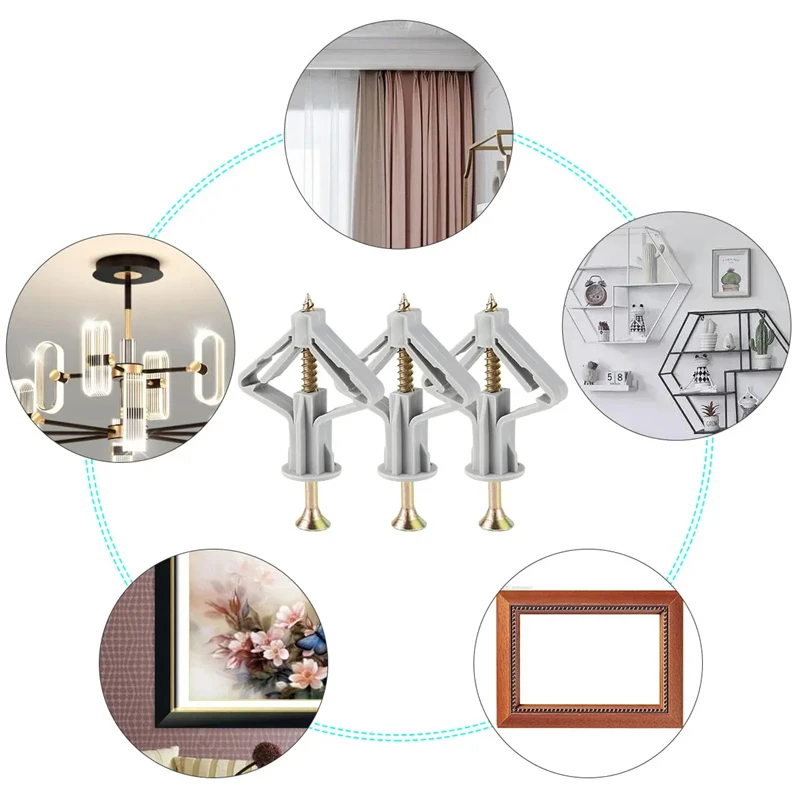 50/100pcs Butterfly Type Plast - Drywall Anchor Screw 评论和价格
