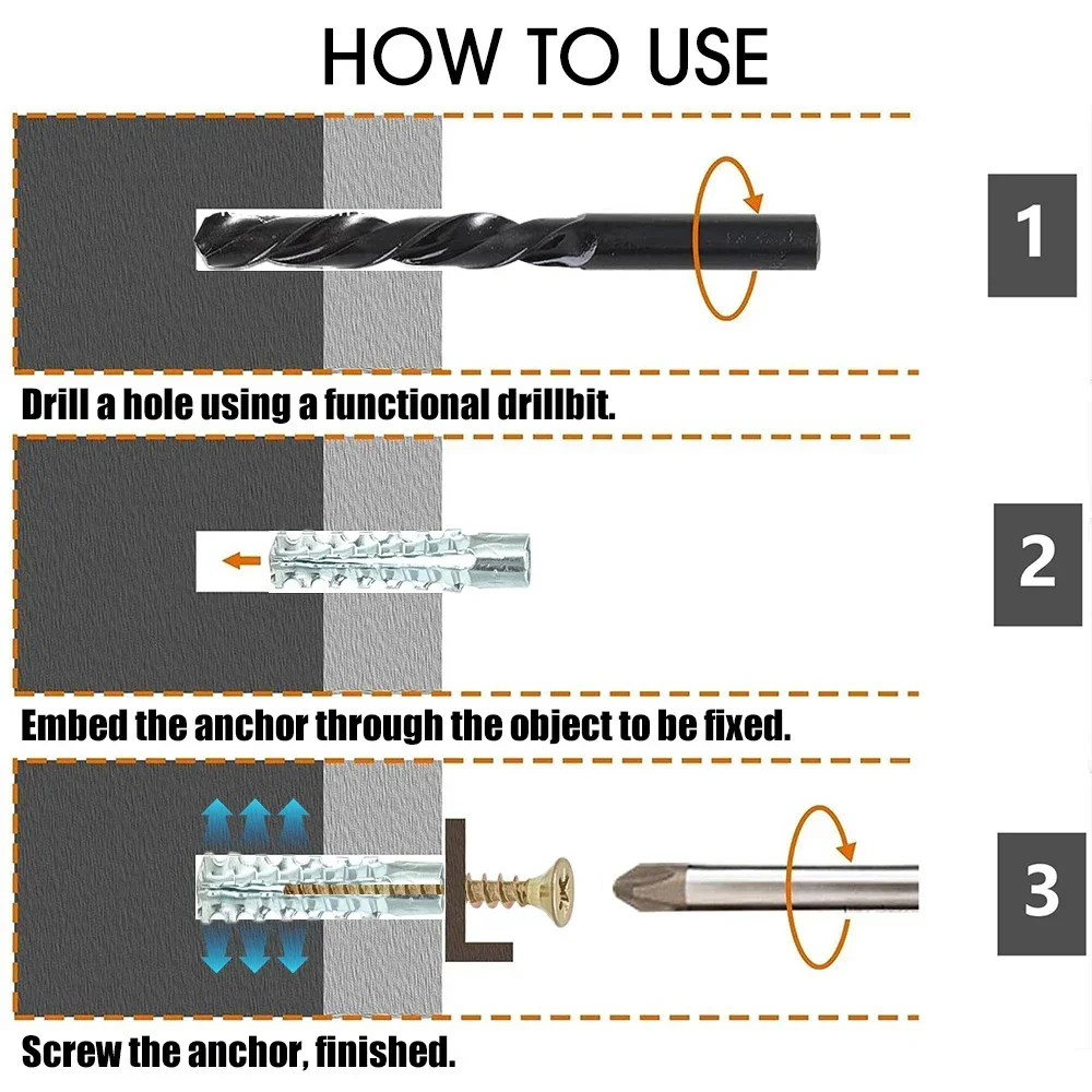 10-100Sets Metal Expansion Plu - Drywall Anchor Screw 评论和价格